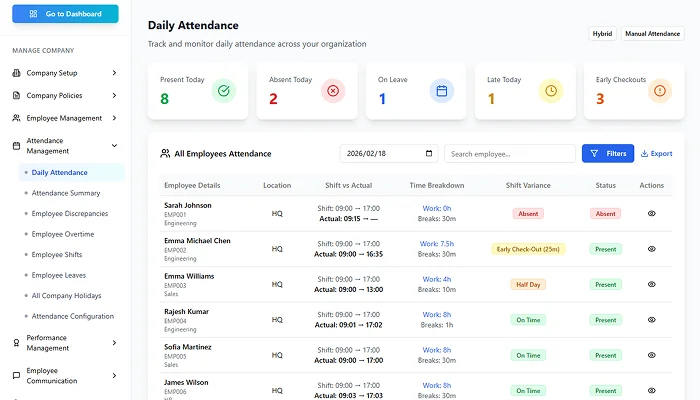Attendance management screenshot 1