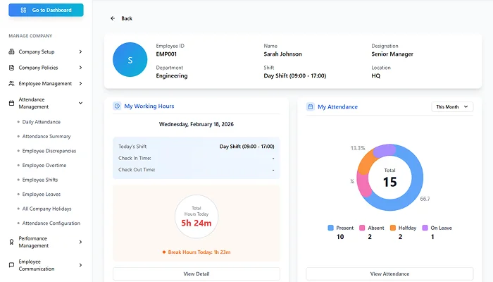 Attendance management screenshot 2