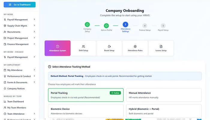 Company setup screenshot 3