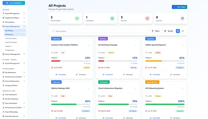 Project management screenshot 1
