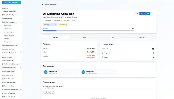 Project management screenshot 2