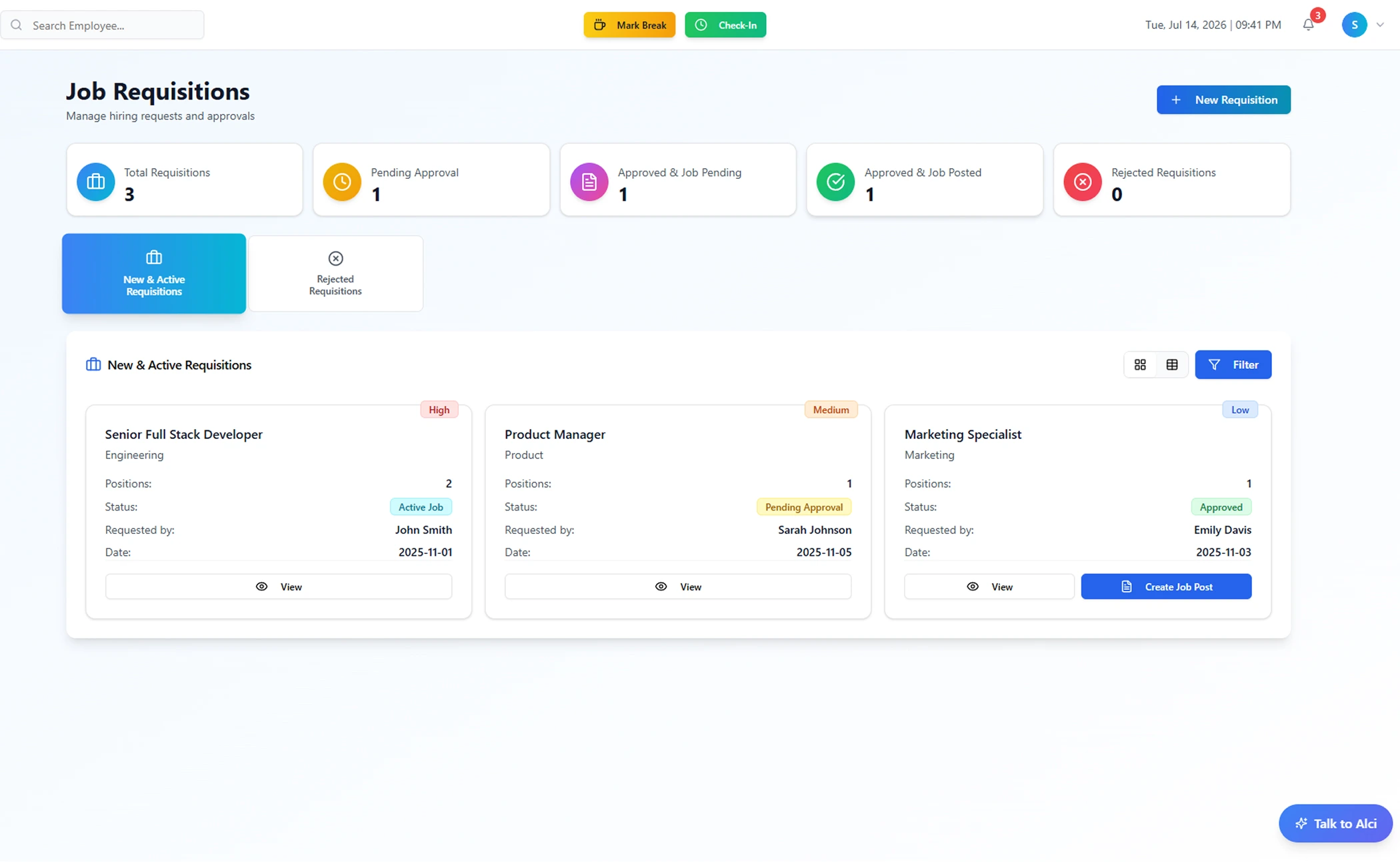 HireHub recruitment dashboard