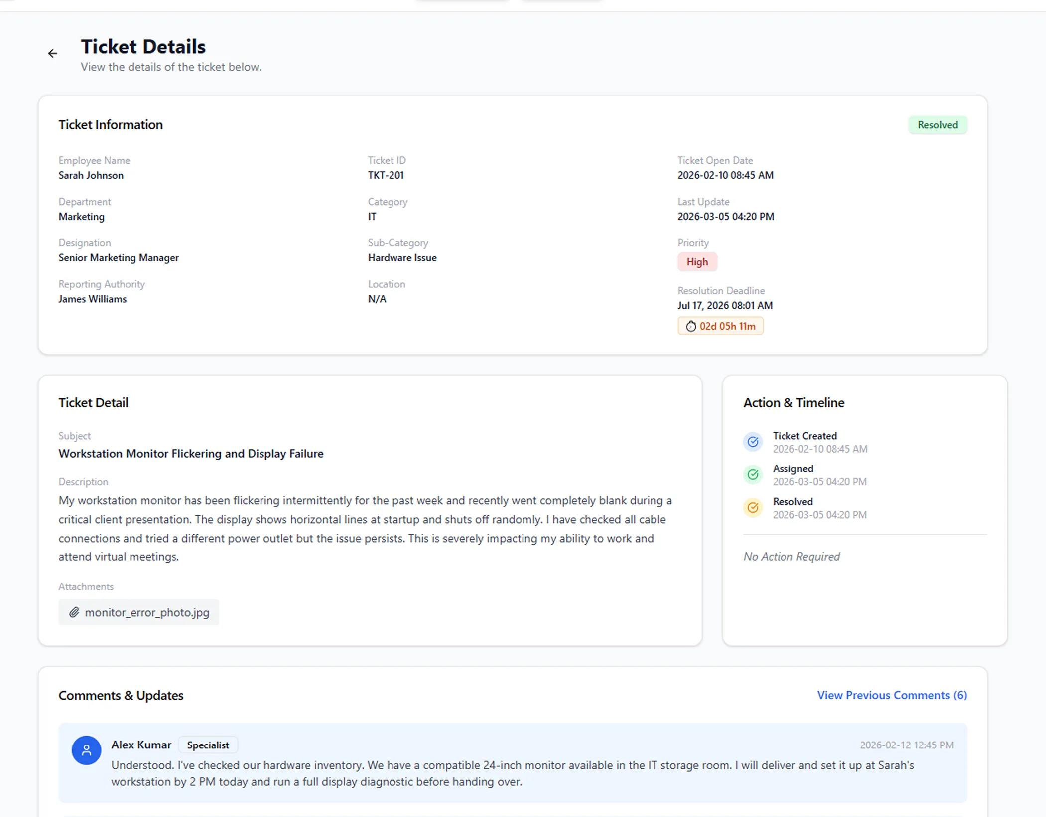 Resolve helpdesk and ticketing dashboard